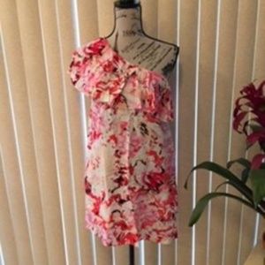DESIGNER LAB ONE SHOULDER RUFFLE SHORT DRESS P/S